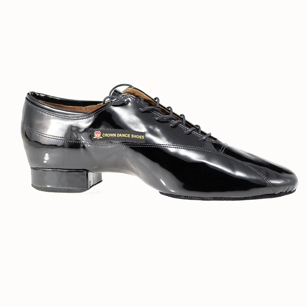 Men smooth split sole black patent dance shoes 517S3 Crown Dance Shoes