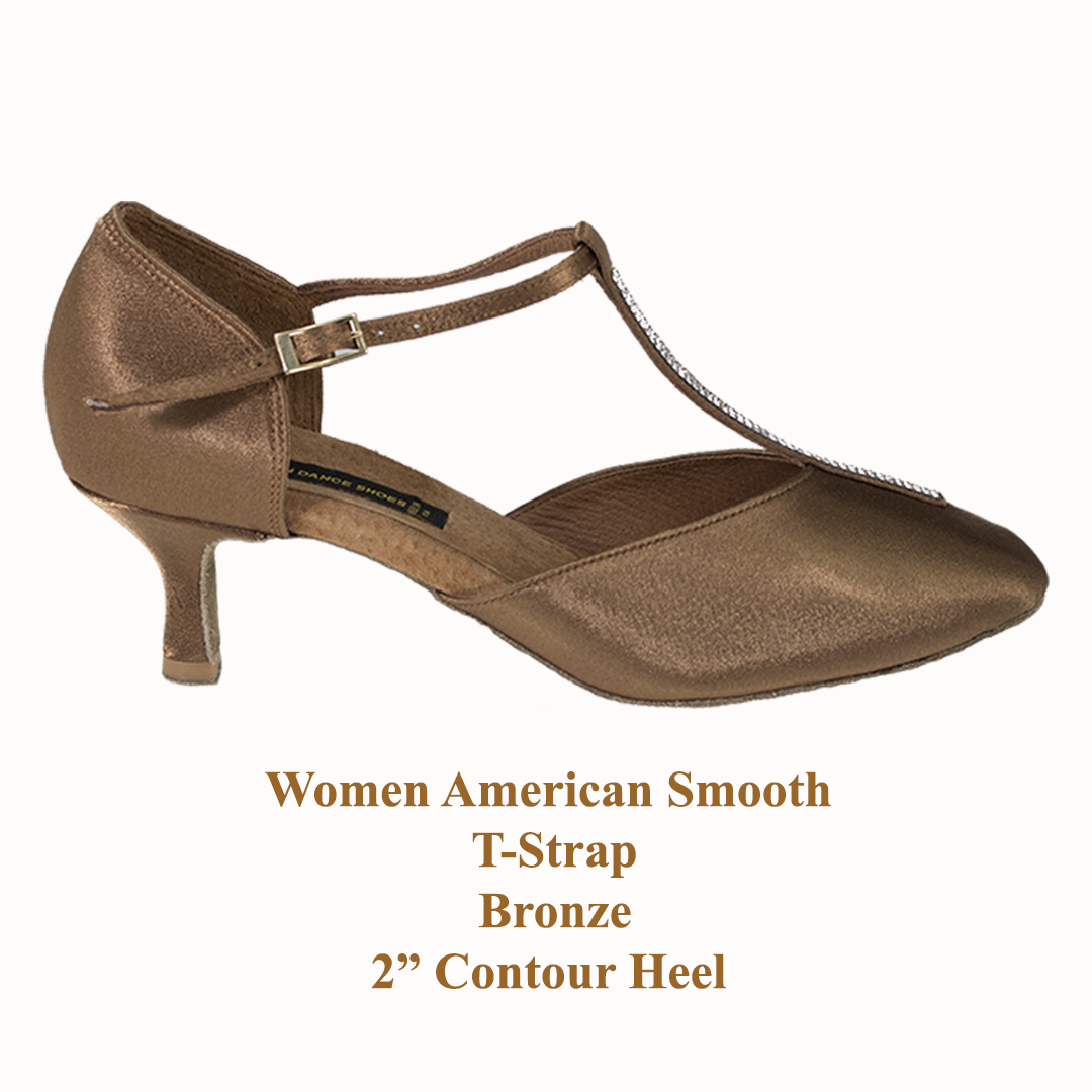 Women Smooth T-Strap Bronze dance shoes 4202