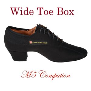 M5- Wide Toe Box Women Practice Dance Shoes Black Fabric W517L-2